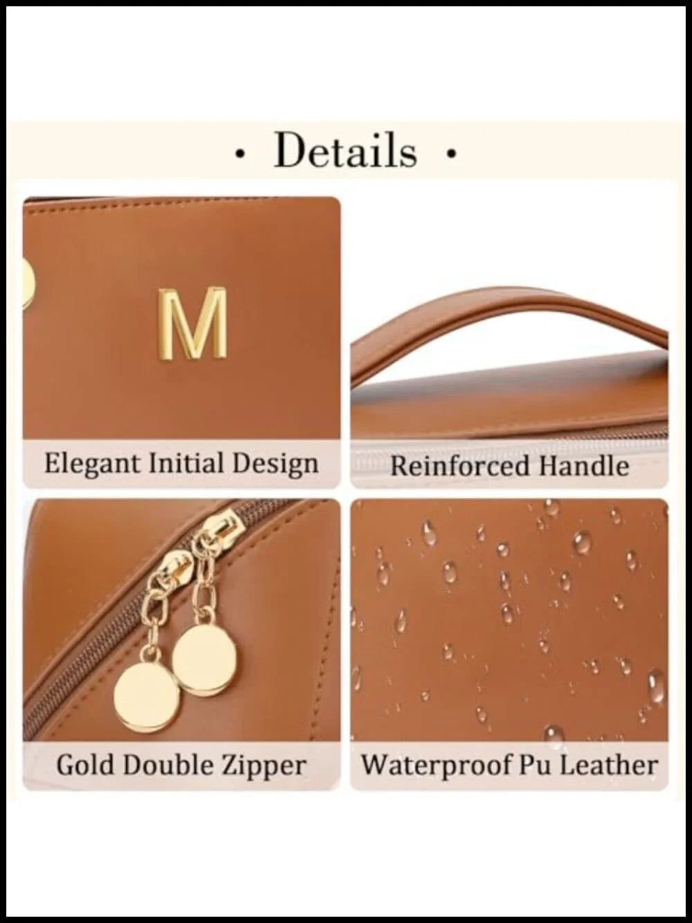Personalized Initial Flat Cosmetic Bag Set with Clear Divider Handle